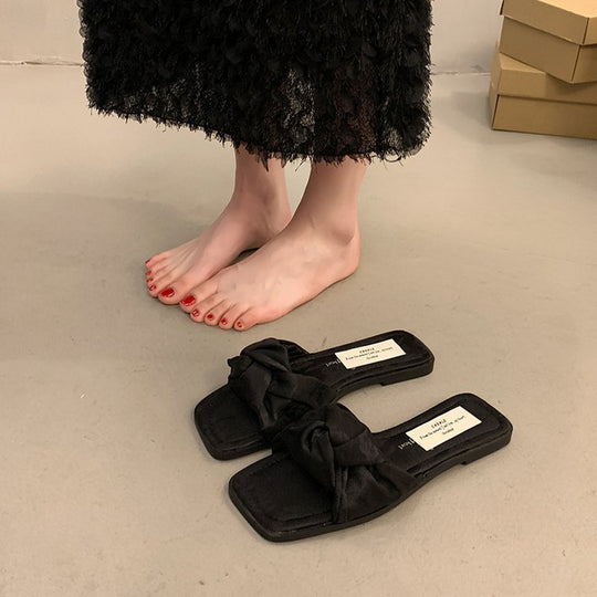 Damen modische Sandalen mit dekorativem Schleifenakzent und rutschfester Sohle EB