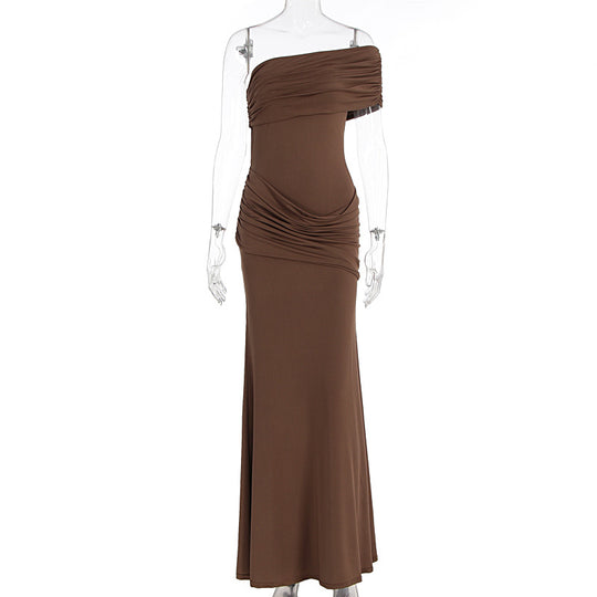 Damen Elegantes Wickelkleid mit asymmetrischem Oberteil und figurbetonendem Saum EB