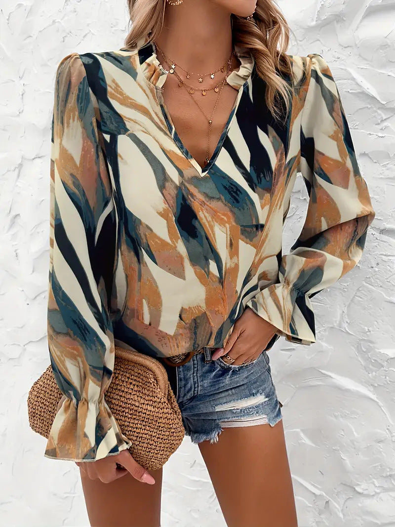 Damen Bluse mit modischem Farbmuster EB