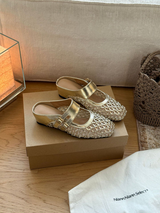 Damen Komfortable und elegante Ballerinas mit praktischer Schnalle EB
