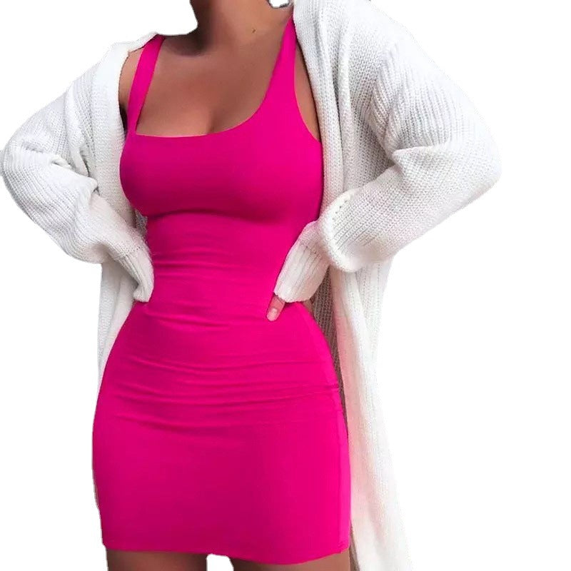 Damen Bodycon Minikleid mit breiten Trägern und taillierter Silhouette EB