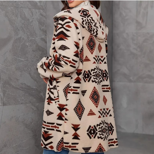 Damen Plüschjacke mit Ethno-Muster EB