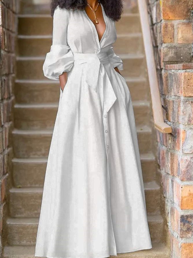Damen Maxikleid mit floralem Design und seitlichen Taschen EB