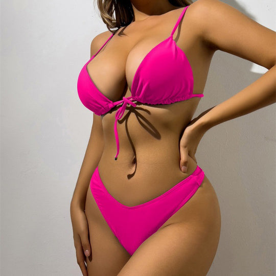 Damen Triangel-Bikini mit verstellbarem Bindeband und hohem Beinausschnitt EB
