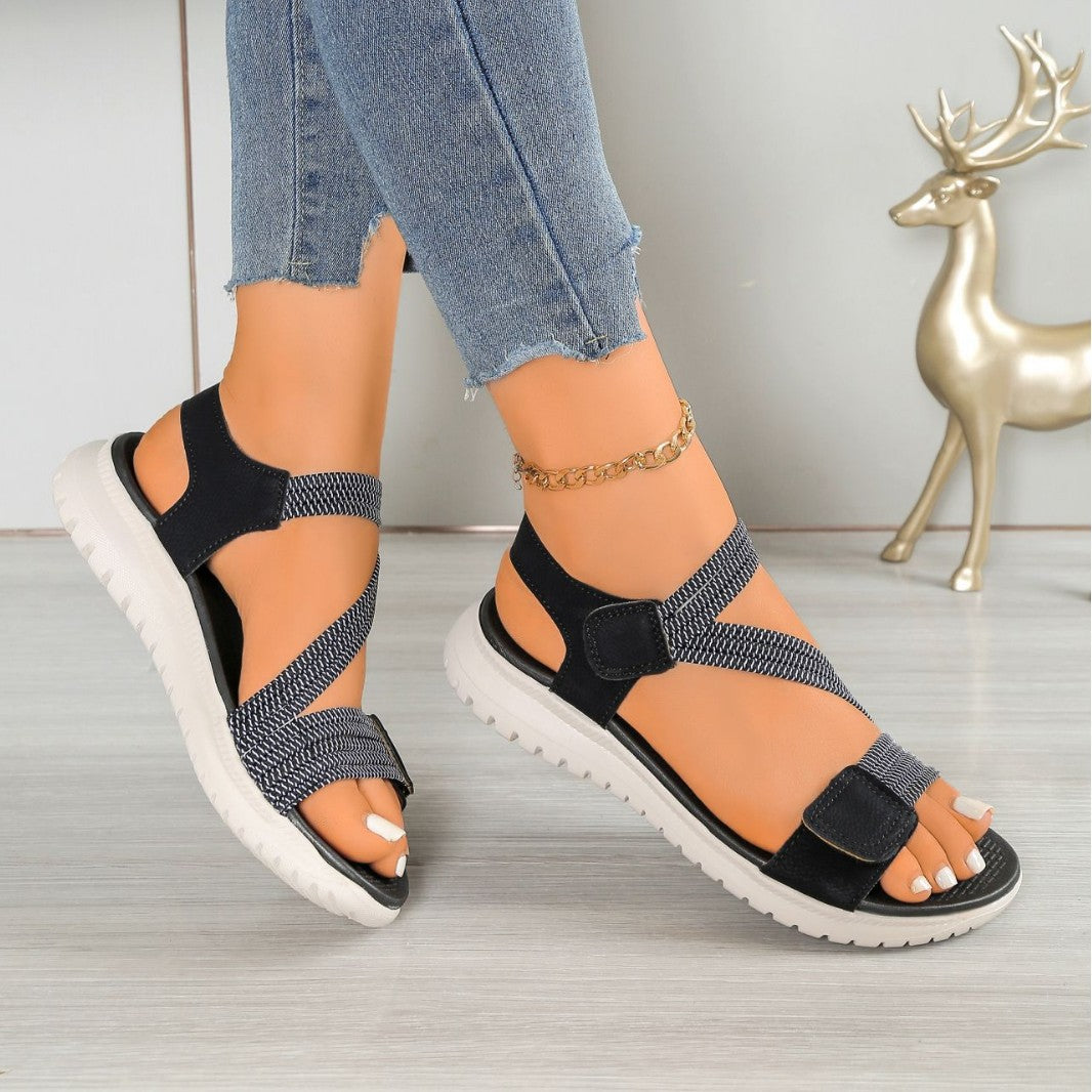 Damen Komfortsandalen mit verstellbaren Riemen und rutschfester Sohle EB