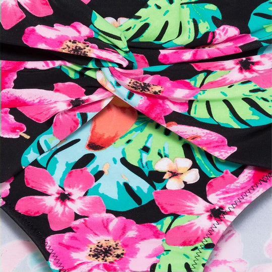 Damen Bunt floral gemusterter Bikini mit Balconette-Oberteil und hoher Taille EB