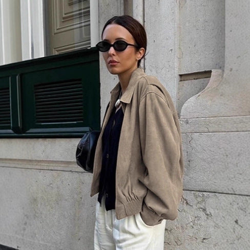 Damen Lässige Oversized Jacke aus weichem Material EB