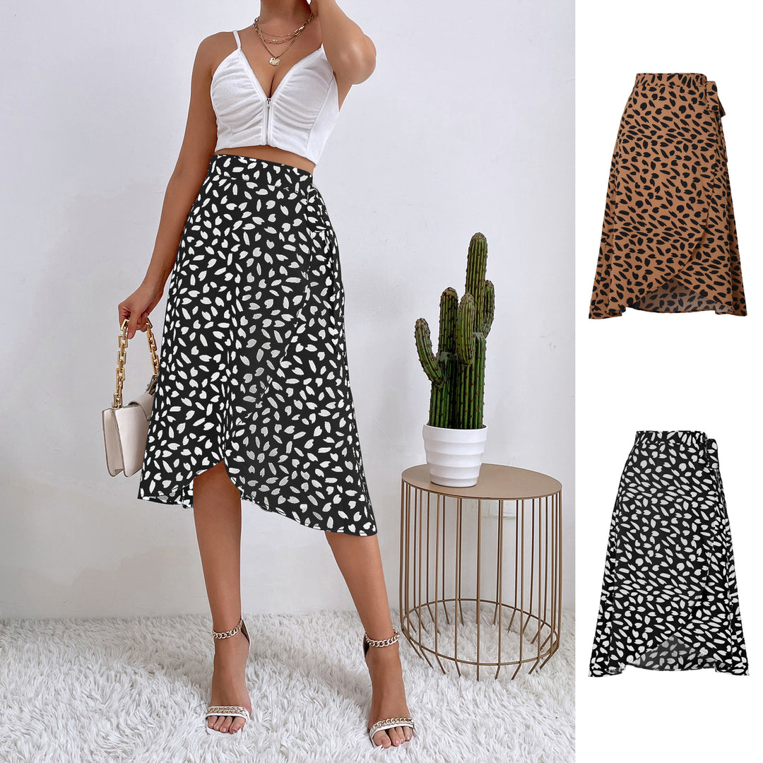 Damen Wickelrock mit animalischem Muster und eleganter Taillierung EB