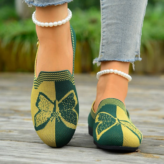 Damen bequeme und atmungsaktive Ballerinas mit floralem Design EB