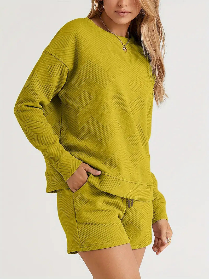 Damen Casual Sweatshirt und Shorts Set EB