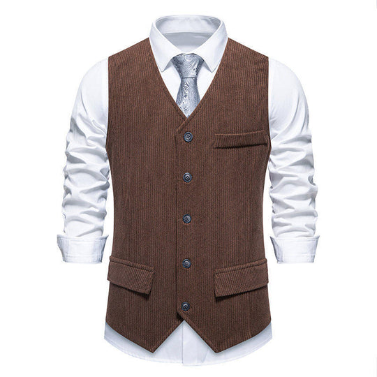Herren elegante Anzugweste im klassischen Herringbone-Design mit praktischen Taschen EB