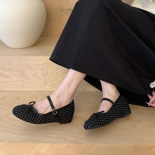 Damen Ballerinas mit zartem Riemchen und Blumenmuster EB