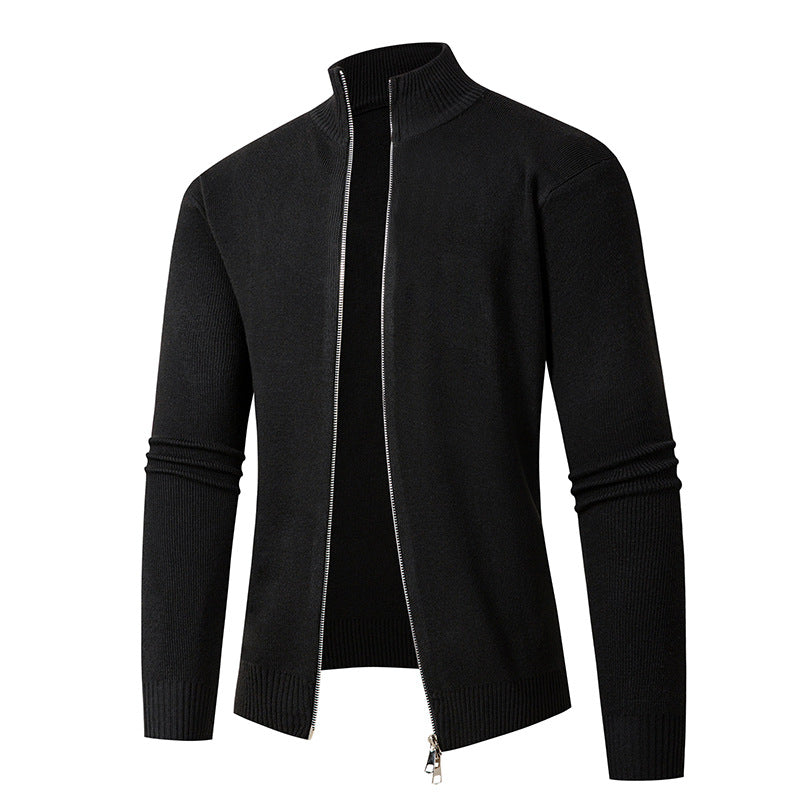 Herren modische Strickjacke mit hohem Kragen und Reißverschluss EB