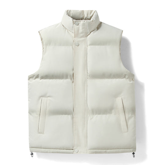 Herren warme gesteppte Outdoor-Weste mit hohem Stehkragen, verdeckter Druckknopfleiste und verstellbarem Saum EB