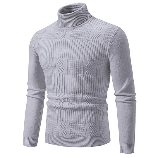Herren nan strukturierter Rollkragenpullover aus feinem Strickmix mit körpernaher Passform EB