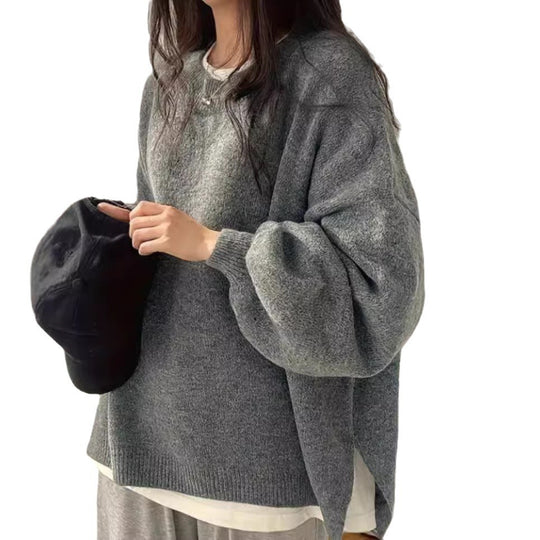 Damen Oversized Strickpullover mit eleganten Puffärmeln und modernem Design EB