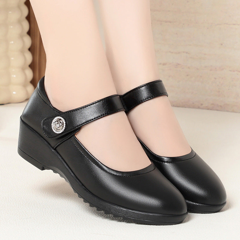 Damen Mary Jane Ballerinas mit modischem Riemen und bequemem Absatz EB