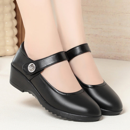 Damen Mary Jane Ballerinas mit modischem Riemen und bequemem Absatz EB