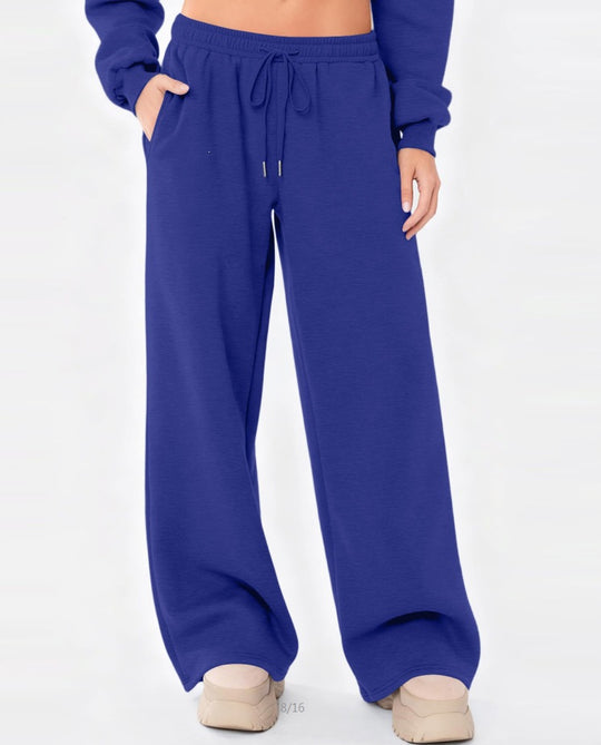 Damen nan weite Loungehose mit hohem Komfortbund, elastischem Tunnelzug und seitlichen Eingrifftaschen EB