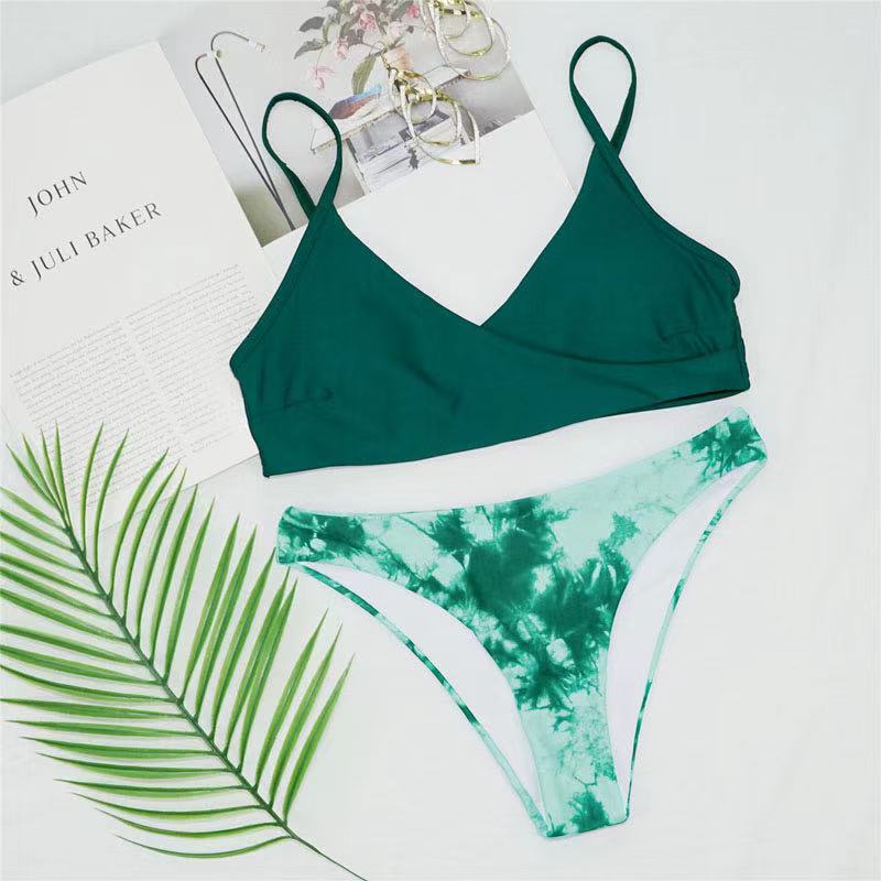 Damen Sportlicher Bikinis mit Kombination aus Wickel-Design EB