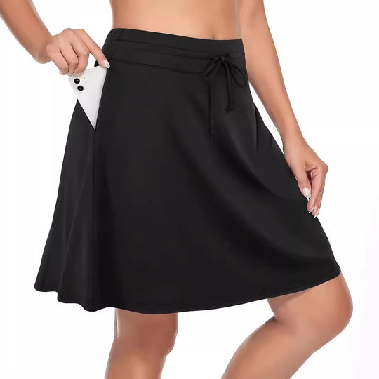 Damen High-Waist Sportrock mit integriertem Shorts und praktischen Taschen EB