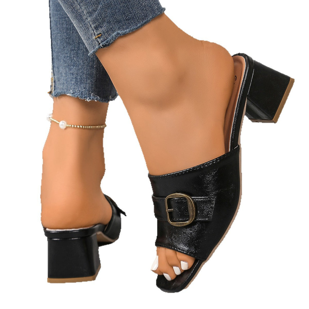 Damen elegante und komfortable Sling-Pantoletten mit modischem Schnallen-Detail EB