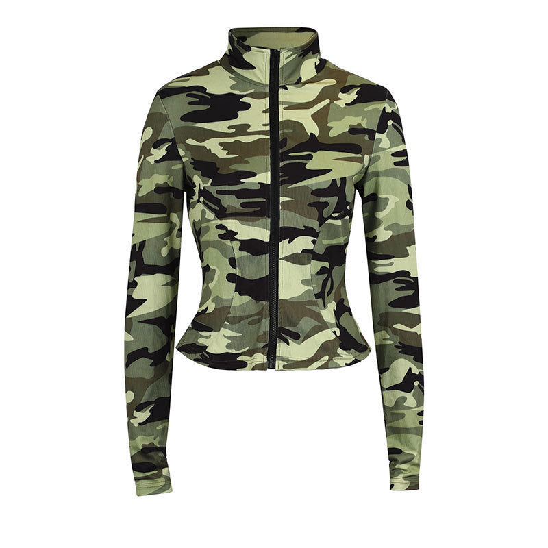 Damen Sportliche Jacke mit hohem Kragen und durchgehendem Reißverschluss EB