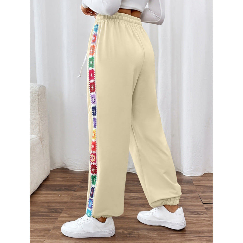 Damen Sportliche Freizeithose mit buntem Streifen EB