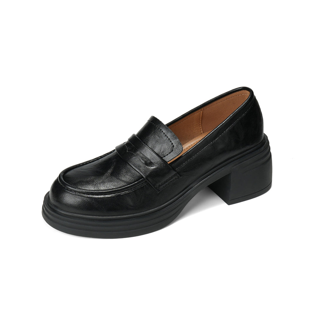 Damen elegante Loafers mit modischem Blockabsatz EB