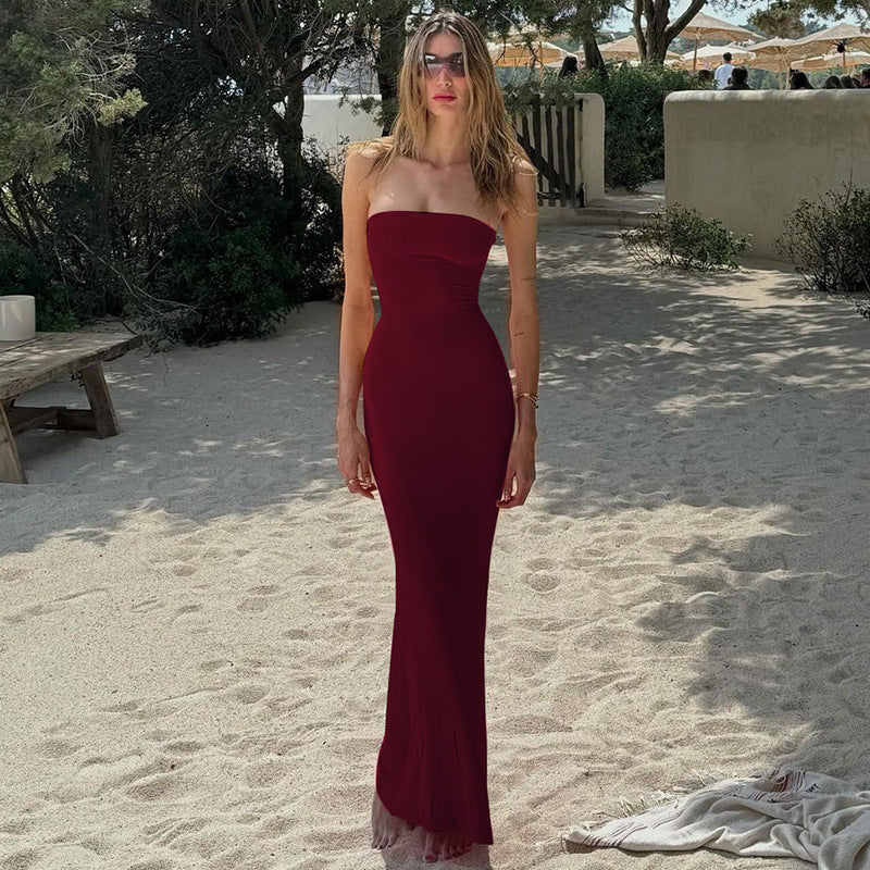 Damen Figurbetontes Maxikleid ohne Träger EB