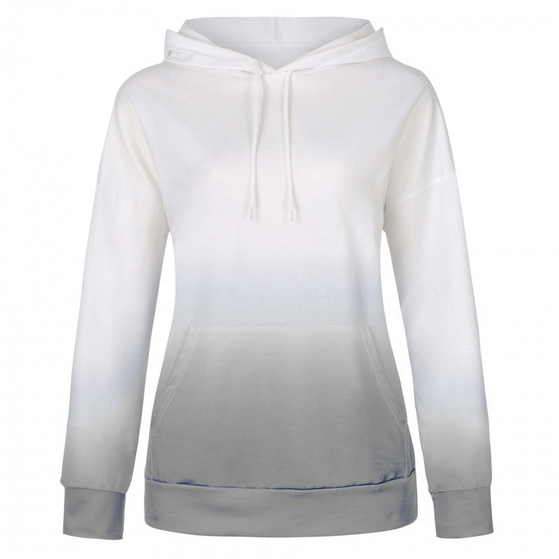 Damen Oversize Kapuzenpullover mit Dip-Dye Farbverlauf und Kängurutasche EB