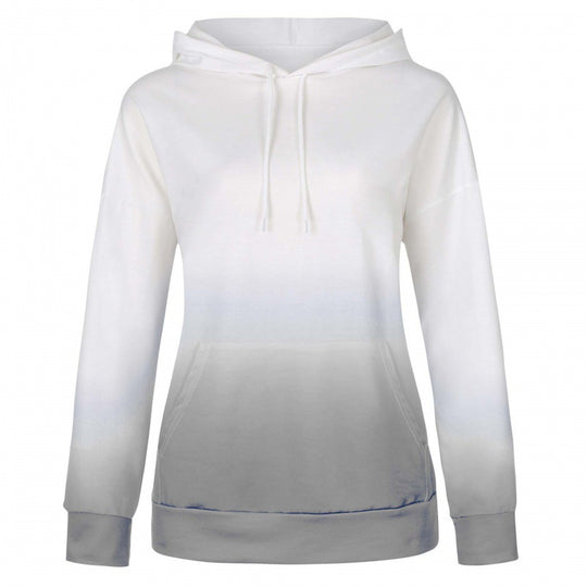Damen Oversize Kapuzenpullover mit Dip-Dye Farbverlauf und Kängurutasche EB