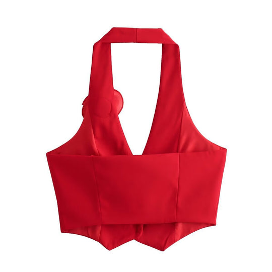 Damen Elegante Weste mit Blütenapplikation EB
