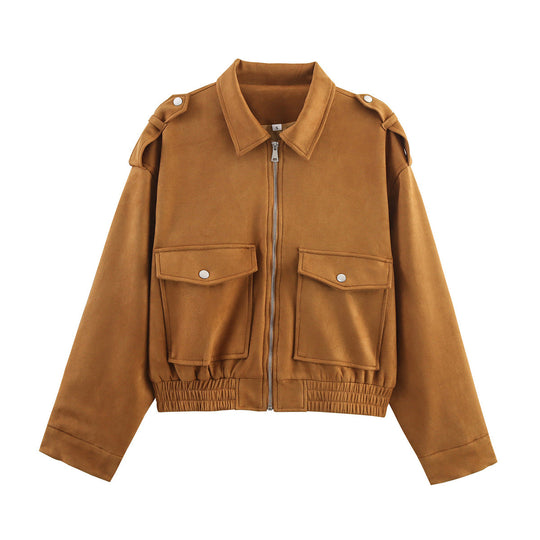 Damen trendige Oversized-Cordjacke mit praktischen Taschen und modischen Schulterdetails EB