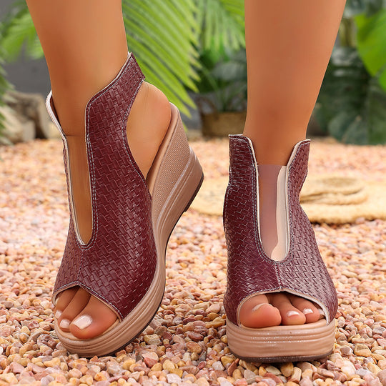 Damen Wedge-Sandaletten mit einem modischen Wabenmuster und rutschfester Sohle EB
