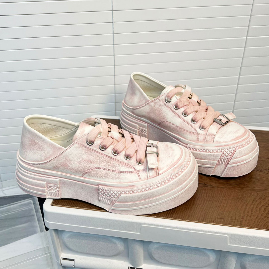 Damen modische Sneakers mit stabiler Plateau-Sohle und praktischem Schnürsystem EB