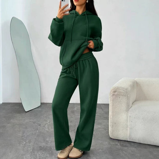 Damen Oversized Hoodie-Set mit Kängurutasche und weiter Palazzohose EB