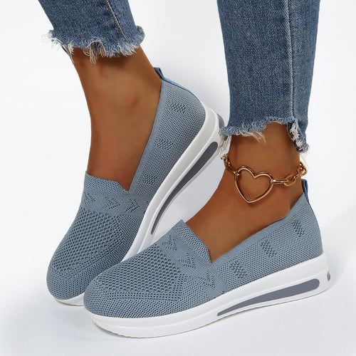 Damen atmungsaktive Slip-On Sneakers mit flexiblem Strick-Obermaterial EB