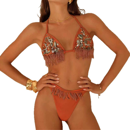 Damen Verführerischer Triangel-Bikini mit funkelnden Akzenten EB