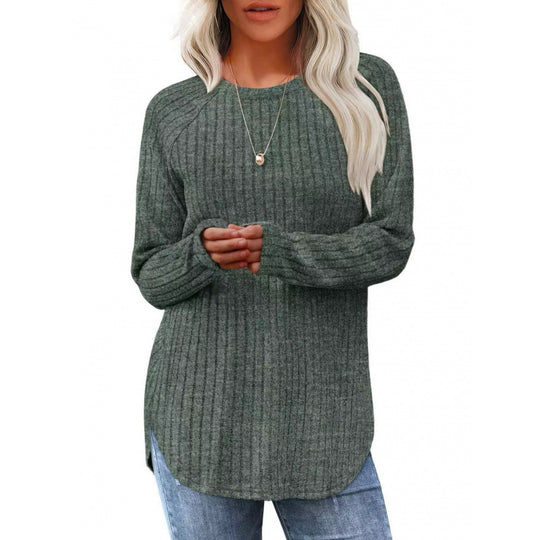 Damen lässiger Pullover mit geripptem Muster und weitem Schnitt EB
