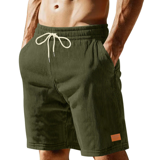 Herren nan lässige Bermudashorts aus feinstrukturiertem Baumwollmix mit elastischem Bund und Kordelzug EB