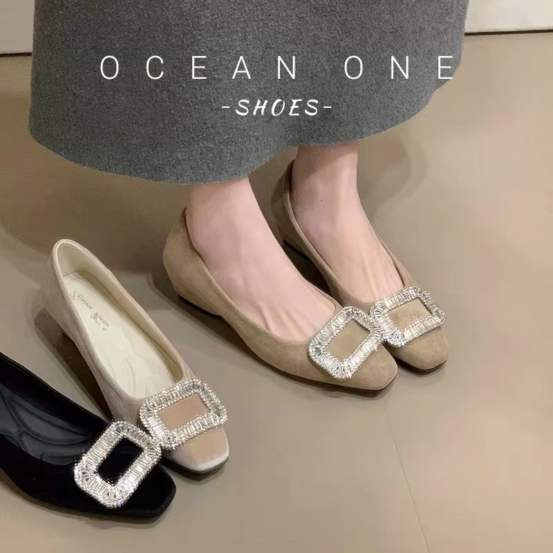Damen elegante Ballerinas mit schimmerndem Schmuckdetail EB