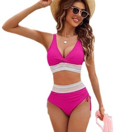 Damen Hochgeschnittener Bikini mit romantischem Spitzen-Detail EB