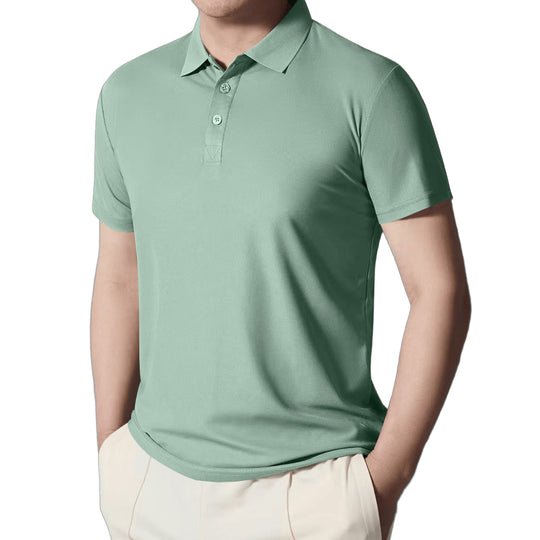 Herren nan figurbetontes Kurzarm-Poloshirt aus elastischem Jersey mit Hemdkragen und kurzer Knopfleiste EB
