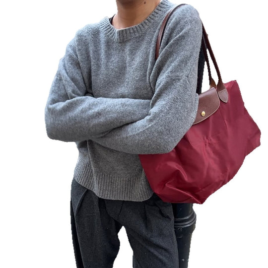 Damen nan großer Nylon-Shopper mit Ledergriffen und faltbarer Leichtbauweise EB