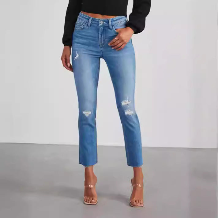 Damen zeitlose Jeans im modernen Schnitt mit cropped Bein EB