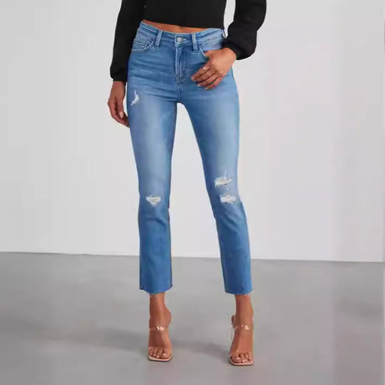 Damen zeitlose Jeans im modernen Schnitt mit cropped Bein EB