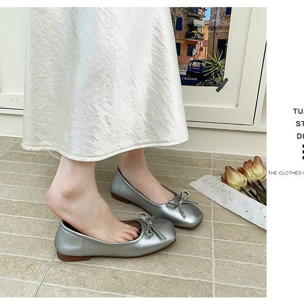 Damen Elegante und bequeme Ballerinas mit süßem Schleifen-Detail EB