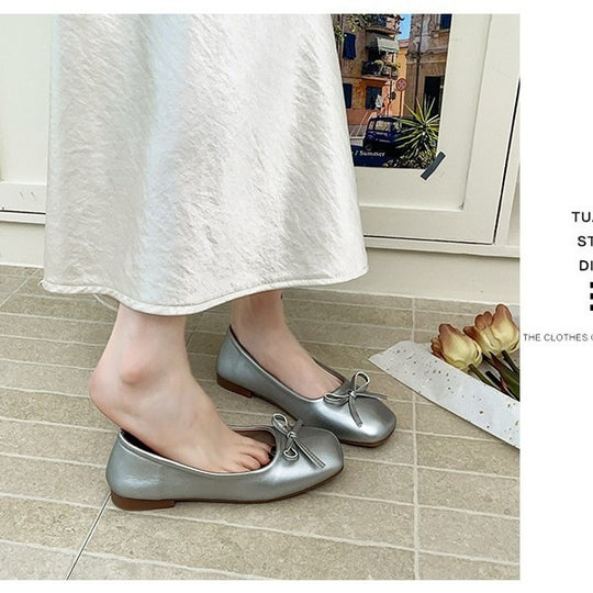 Damen Elegante und bequeme Ballerinas mit süßem Schleifen-Detail EB