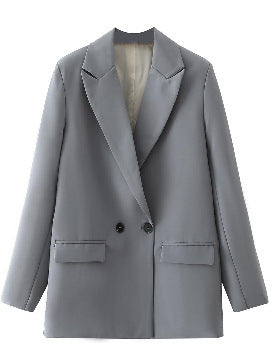 Damen Oversize Doppelreihiger Blazer mit fallendem Revers und weicher Innenfütterung EB